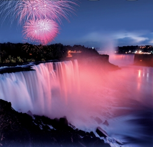 Falls Fireworks Beautiful City Colours Evening Mist