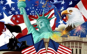 Eaglecapital Fireworks Flag Stars Statue Statue Of Liberty