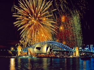 Fireworks Over The Sydney Opera House And Harbor Bridge Resolution