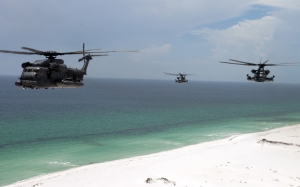 Ch 53 Sea Stallion Helicopter Flying Over Beach Wallpaper And Photo
