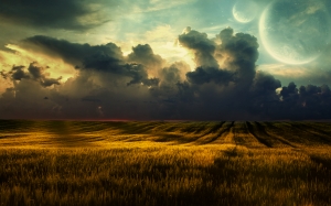 Landscape Sunset Pla S Grassfield Clouds Free Wallpapers Download